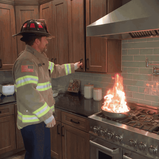 Ready Protector emergency fire blanket quickly smothering a fire